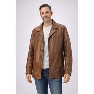 Wilson's Leather Insulated Leather Jacket M Julian Thinsulate Brown Distressed